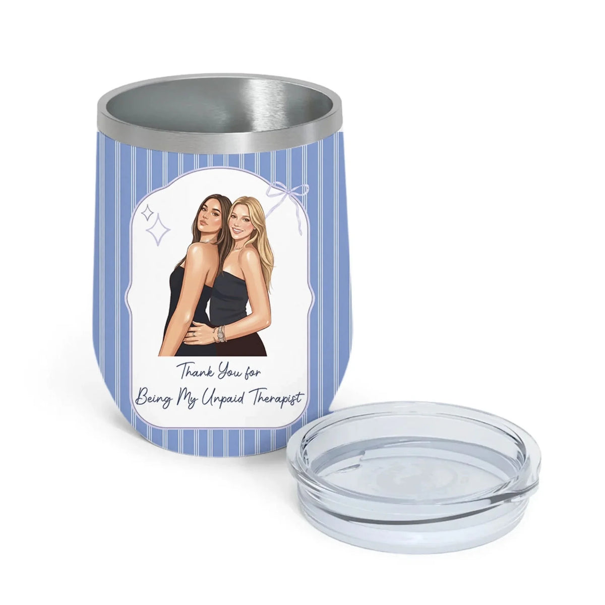 Custom Photo Christmas Birthday Gifts For Best Friend • My Unpaid Therapist - Personalized Effect Wine Tumbler