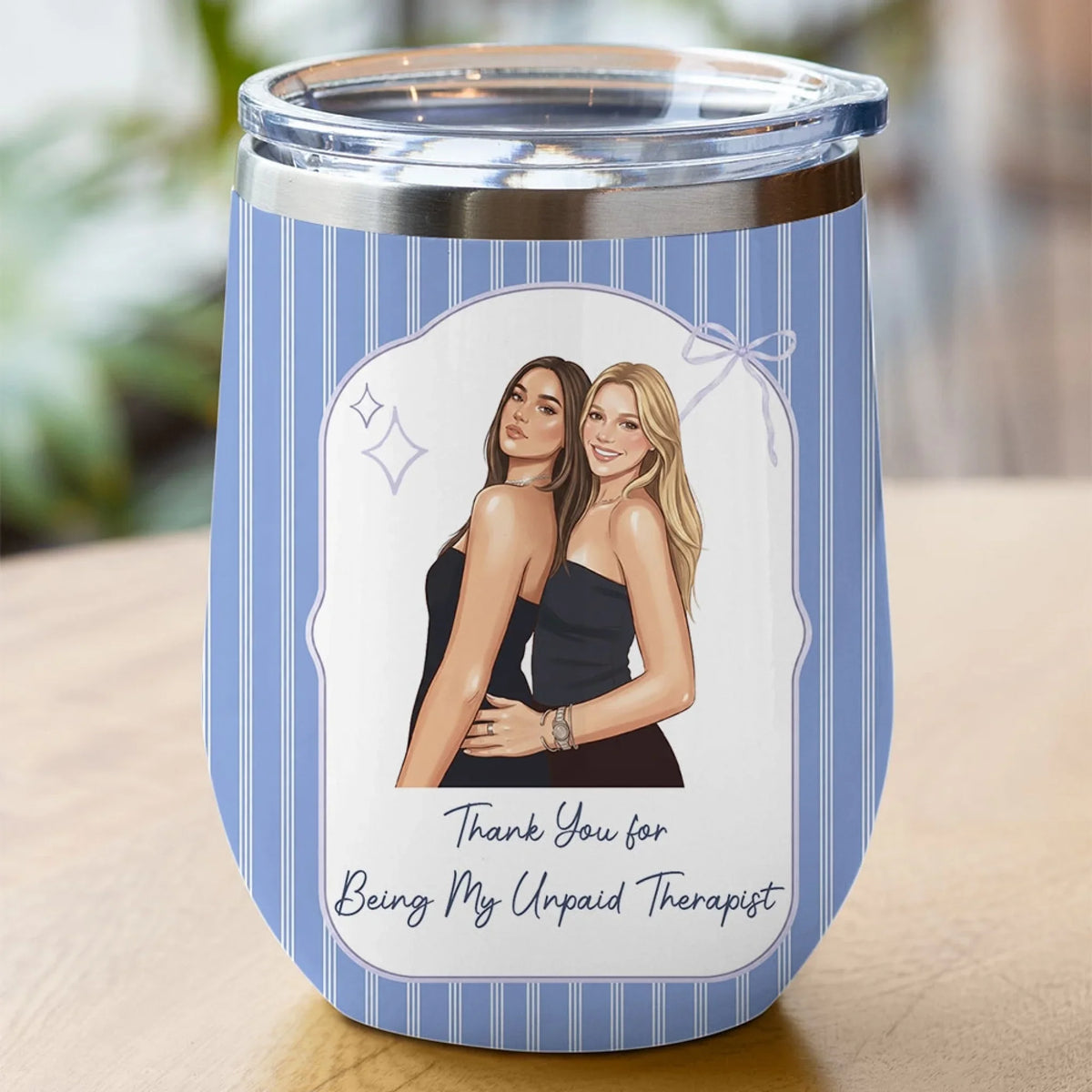 Custom Photo Christmas Birthday Gifts For Best Friend • My Unpaid Therapist - Personalized Effect Wine Tumbler