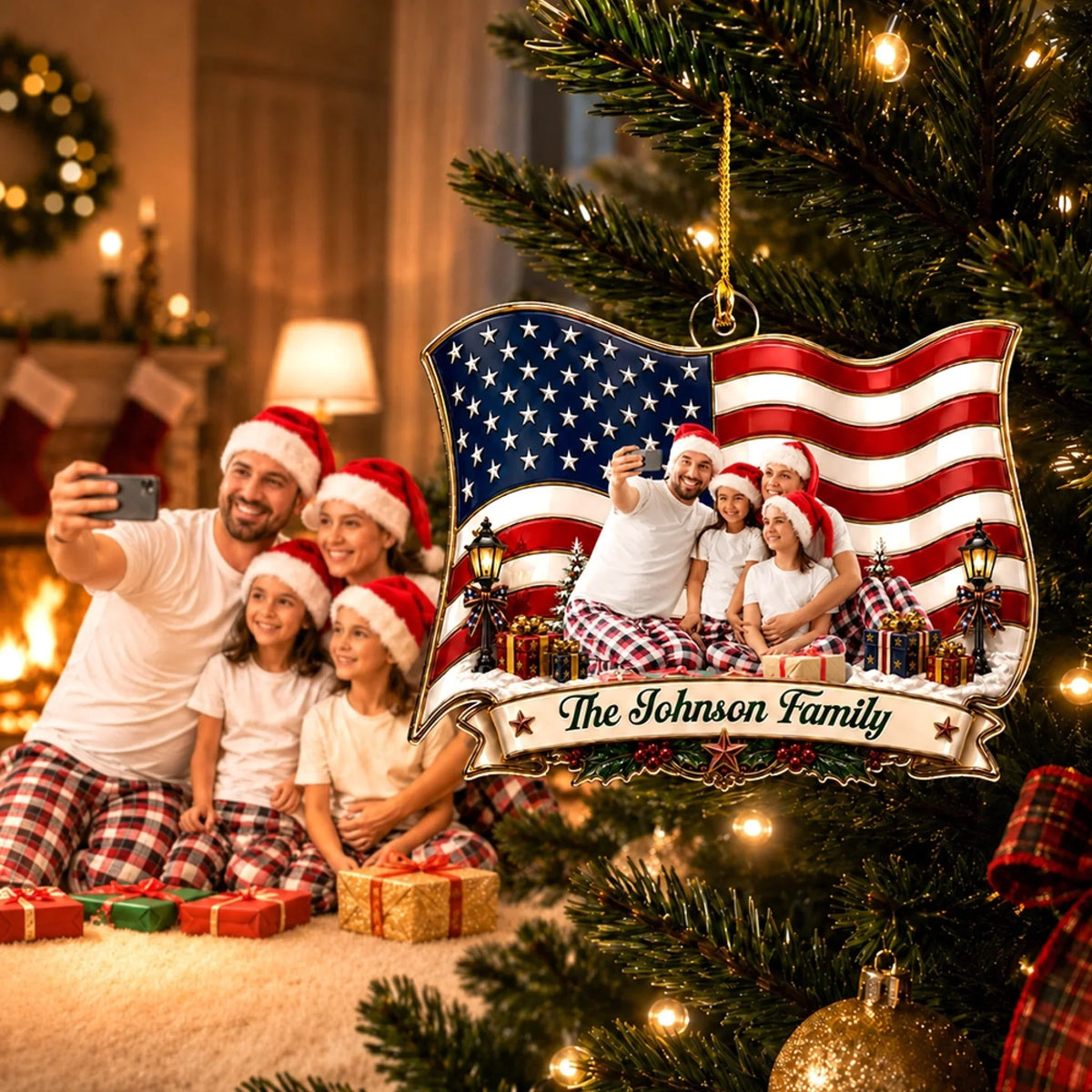 Custom Keepsake Christmas Ornament •  Freedom Runs In The Family - Personalized Acrylic Ornament