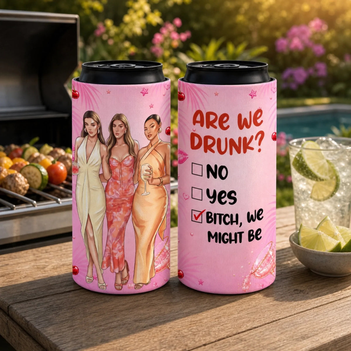 Best Besties - Personalized Skinny Can Cooler