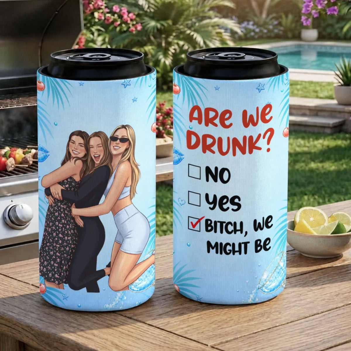 Best Besties - Personalized Skinny Can Cooler