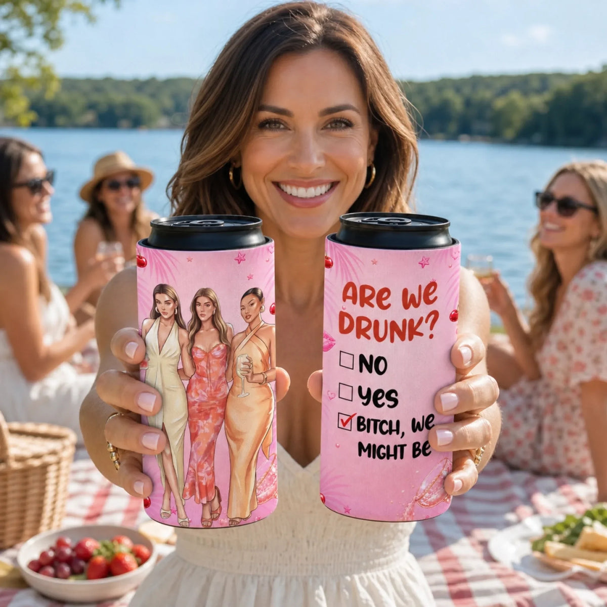Best Besties - Personalized Skinny Can Cooler