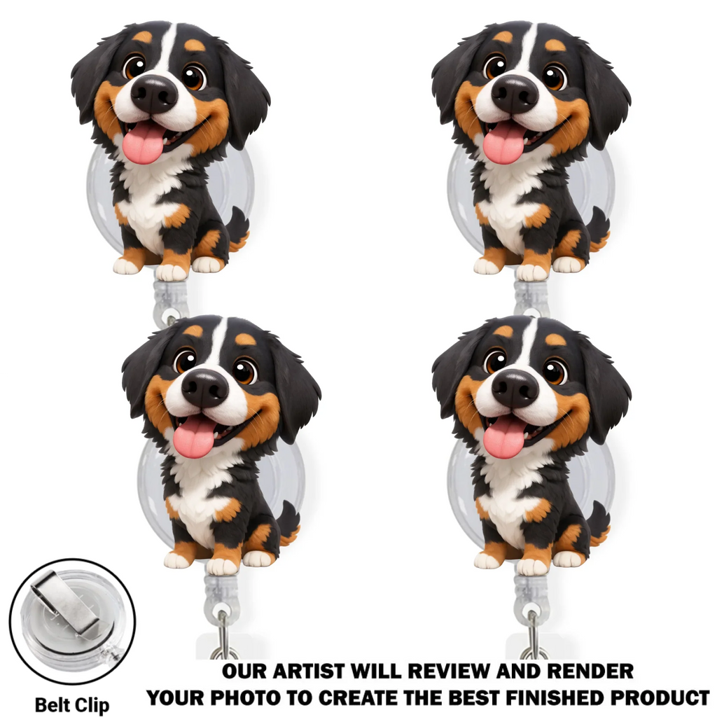 Custom Photo Funny Portrait ID Holder, Gifts For Pet Lovers, Coworker, Boss • Carry You While I Am Working - Personalized Custom Photo Acrylic Badge Reel
