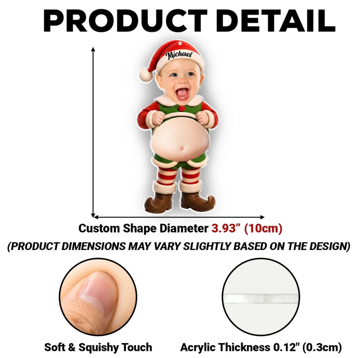 Custom Baby Christmas Ornament for New Parents •  Little Elves - Personalized Squishy Acrylic Ornament