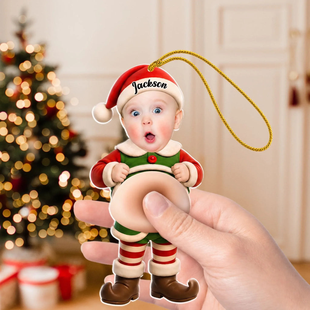 Custom Baby Christmas Ornament for New Parents •  Little Elves - Personalized Squishy Acrylic Ornament