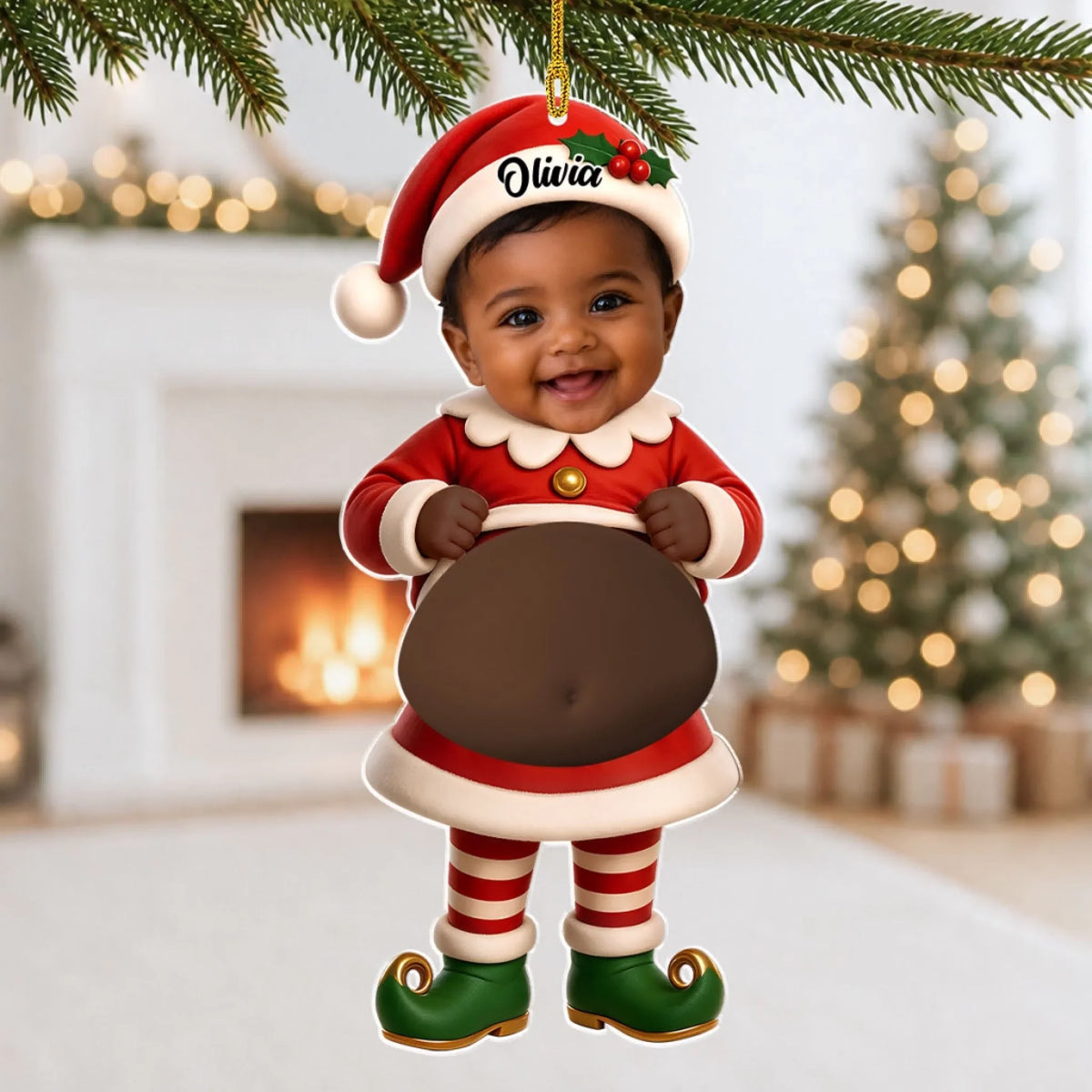 Custom Baby Christmas Ornament for New Parents •  Little Elves - Personalized Squishy Acrylic Ornament