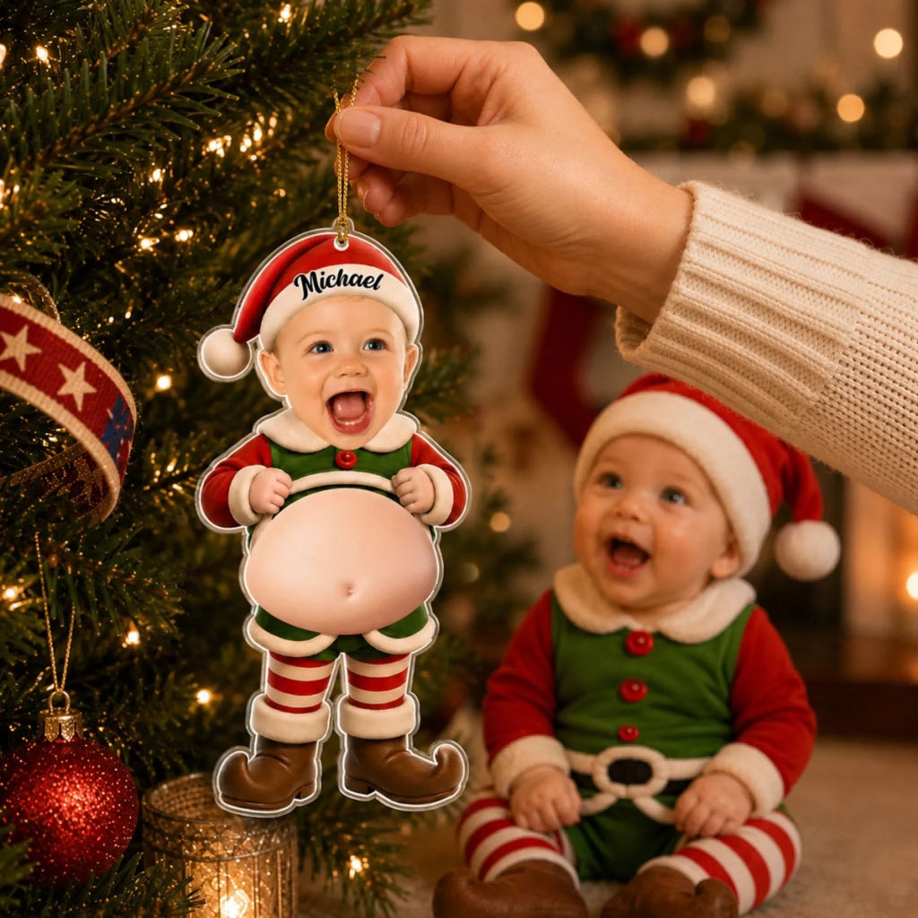 Custom Baby Christmas Ornament for New Parents •  Little Elves - Personalized Squishy Acrylic Ornament