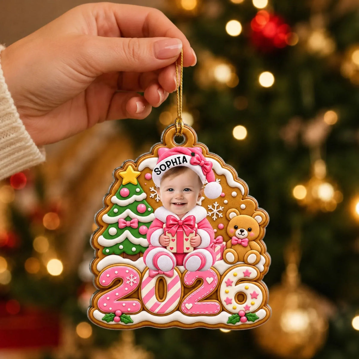 Custom Keepsake Christmas Ornament •  Gingerbread Baby - Personalized Acrylic Ornament