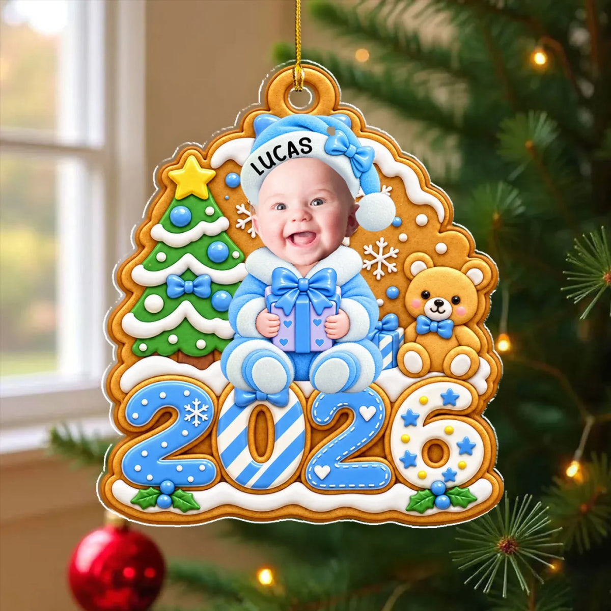 Custom Keepsake Christmas Ornament •  Gingerbread Baby - Personalized Acrylic Ornament