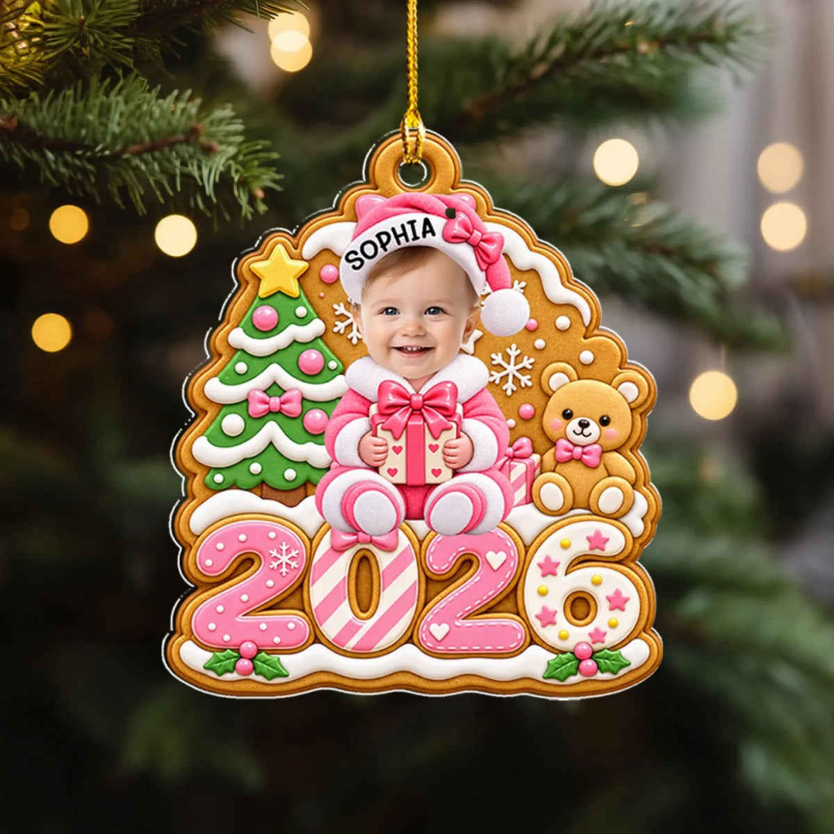 Custom Keepsake Christmas Ornament •  Gingerbread Baby - Personalized Acrylic Ornament