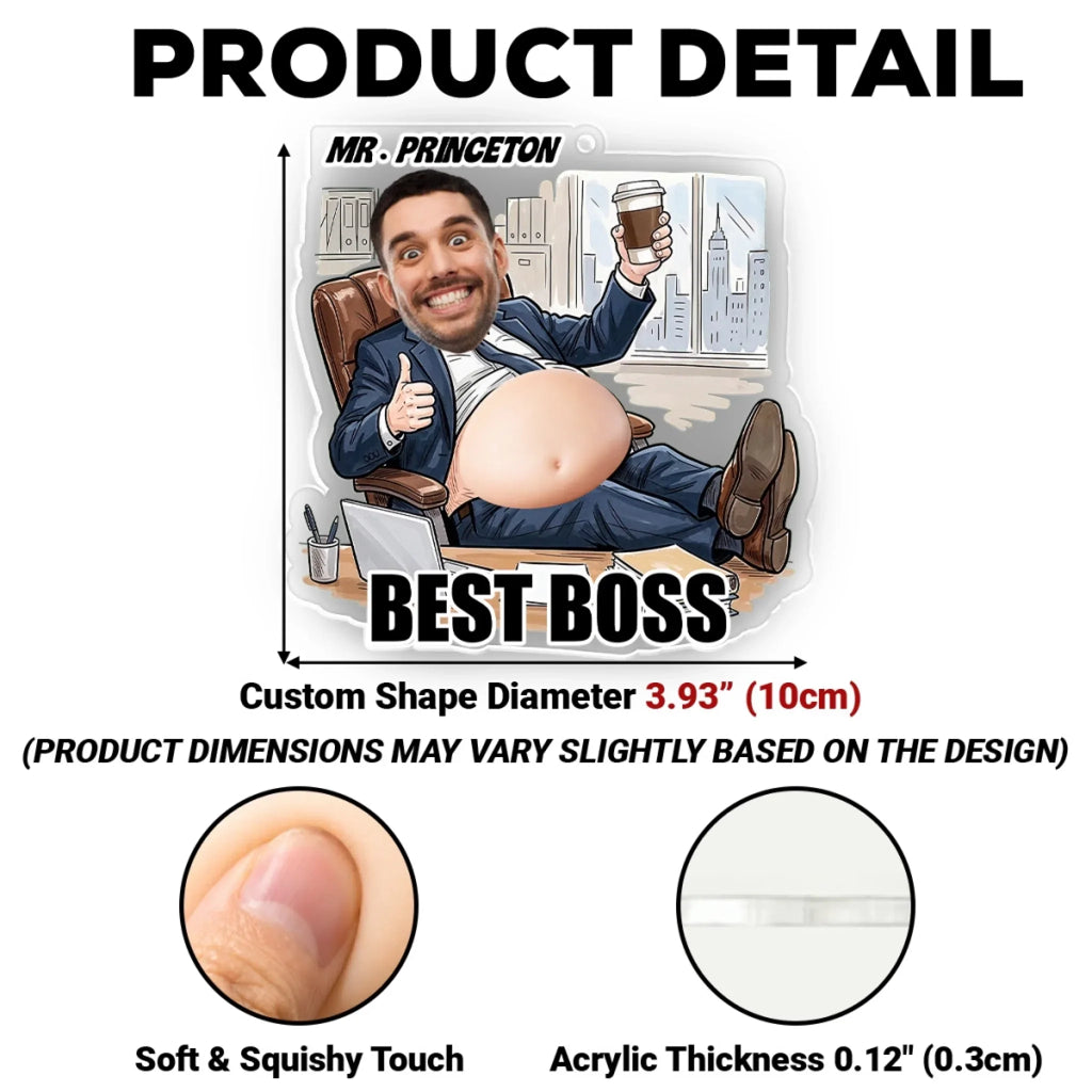 Custom Keepsake Christmas Ornament •  Best Boss Ever - Personalized Squishy Acrylic Ornament