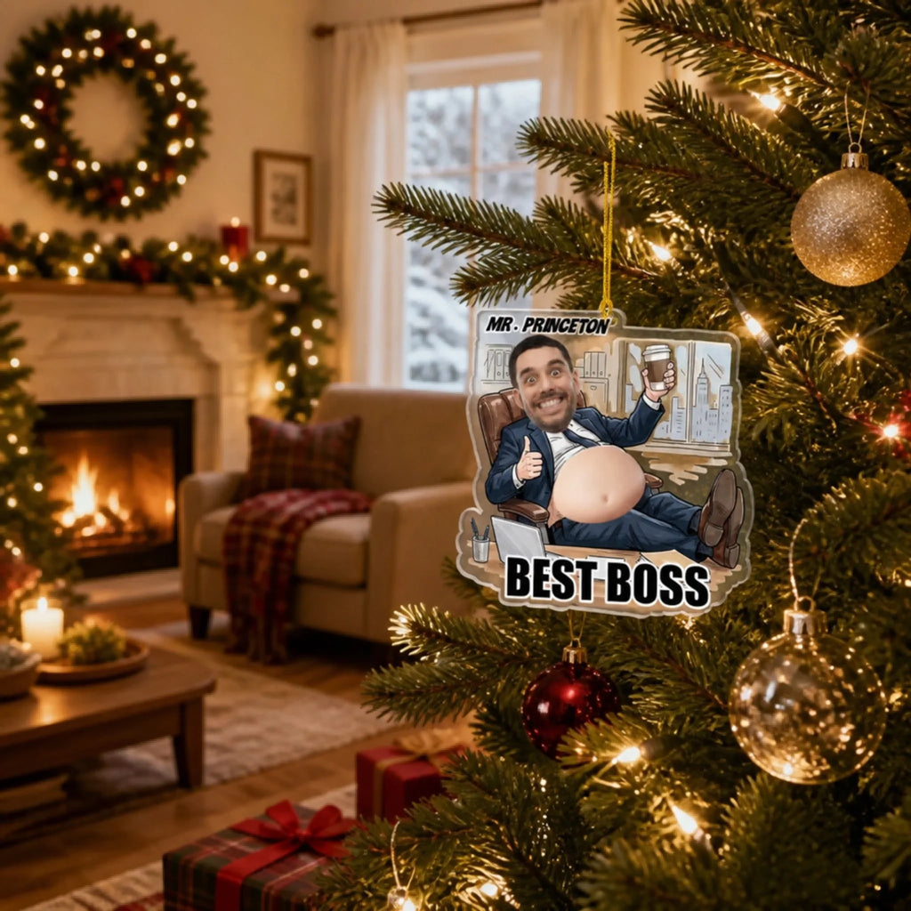 Custom Keepsake Christmas Ornament •  Best Boss Ever - Personalized Squishy Acrylic Ornament