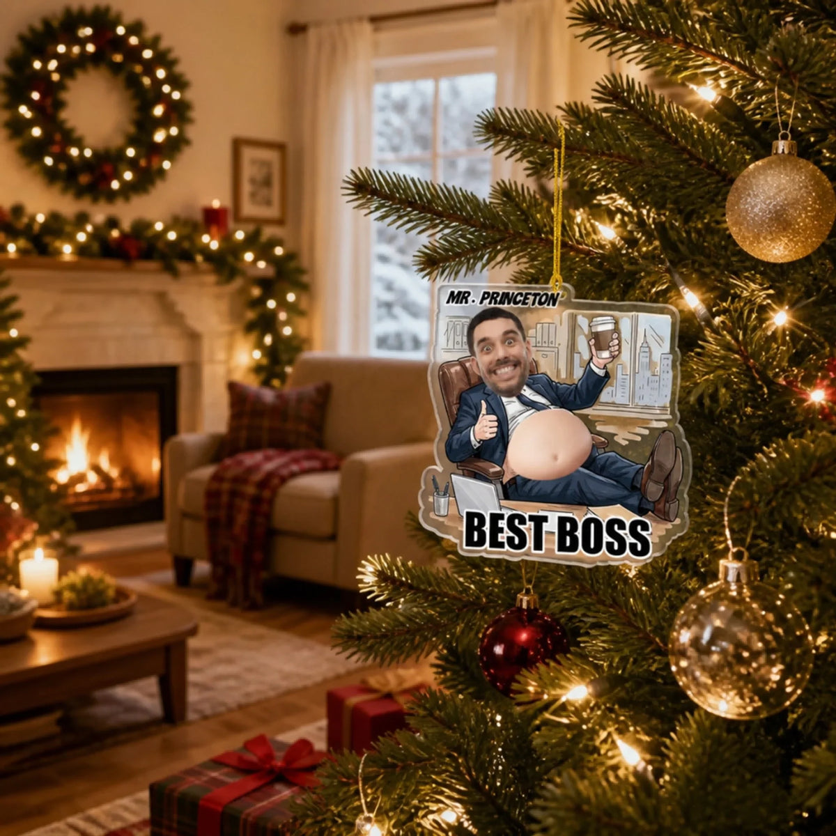 Custom Keepsake Christmas Ornament •  Best Boss Ever - Personalized Squishy Acrylic Ornament