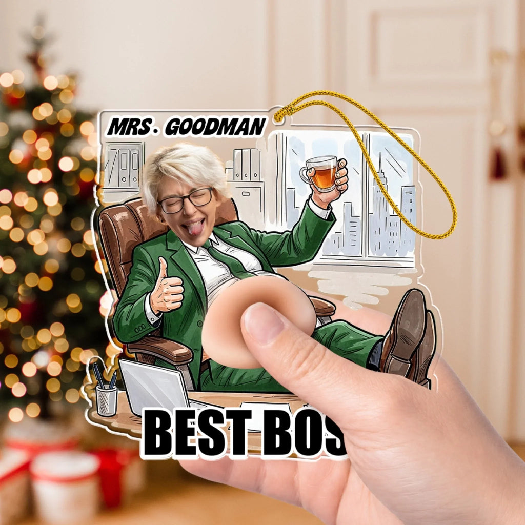 Custom Keepsake Christmas Ornament •  Best Boss Ever - Personalized Squishy Acrylic Ornament