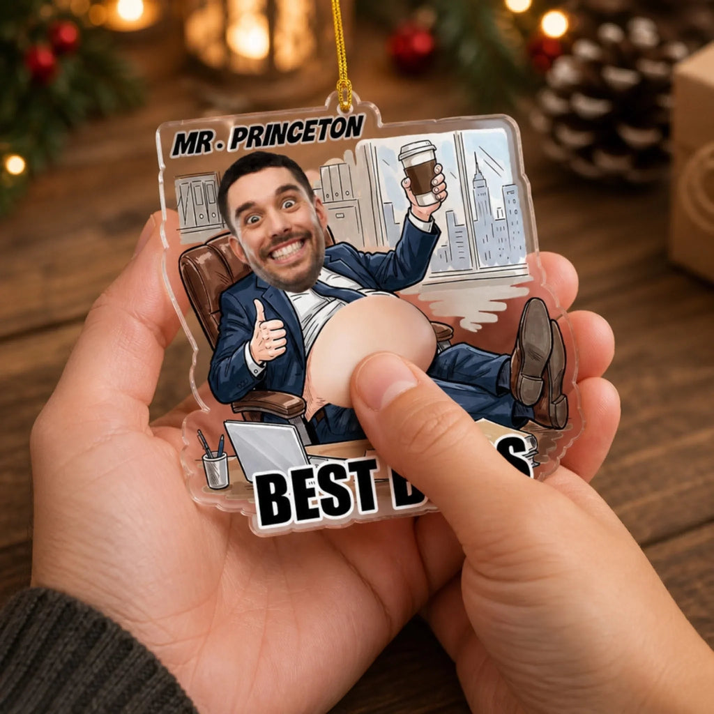 Custom Keepsake Christmas Ornament •  Best Boss Ever - Personalized Squishy Acrylic Ornament