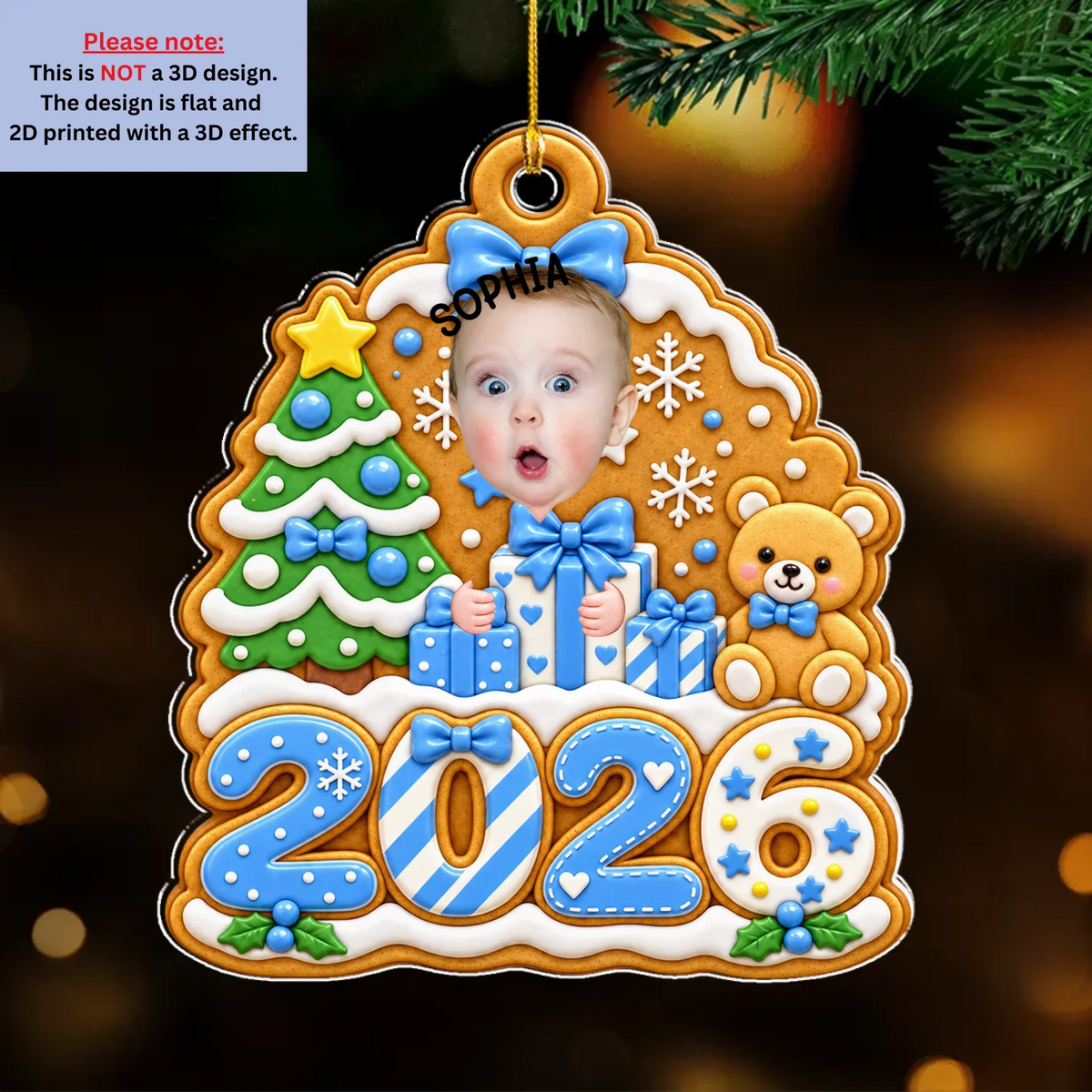 Custom Keepsake Christmas Ornament •  Gingerbread Baby - Personalized Acrylic Ornament