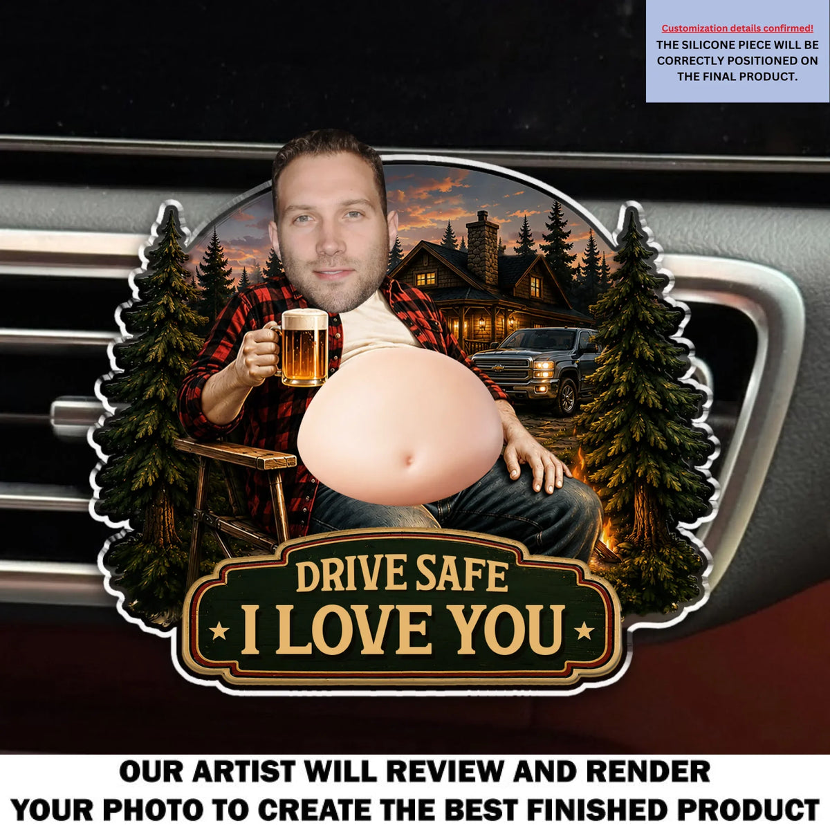 Custom Photo 3D Spicy Gifts For Wife • Sip The Summit - Personalized Squishy Acrylic Car Vent Clip