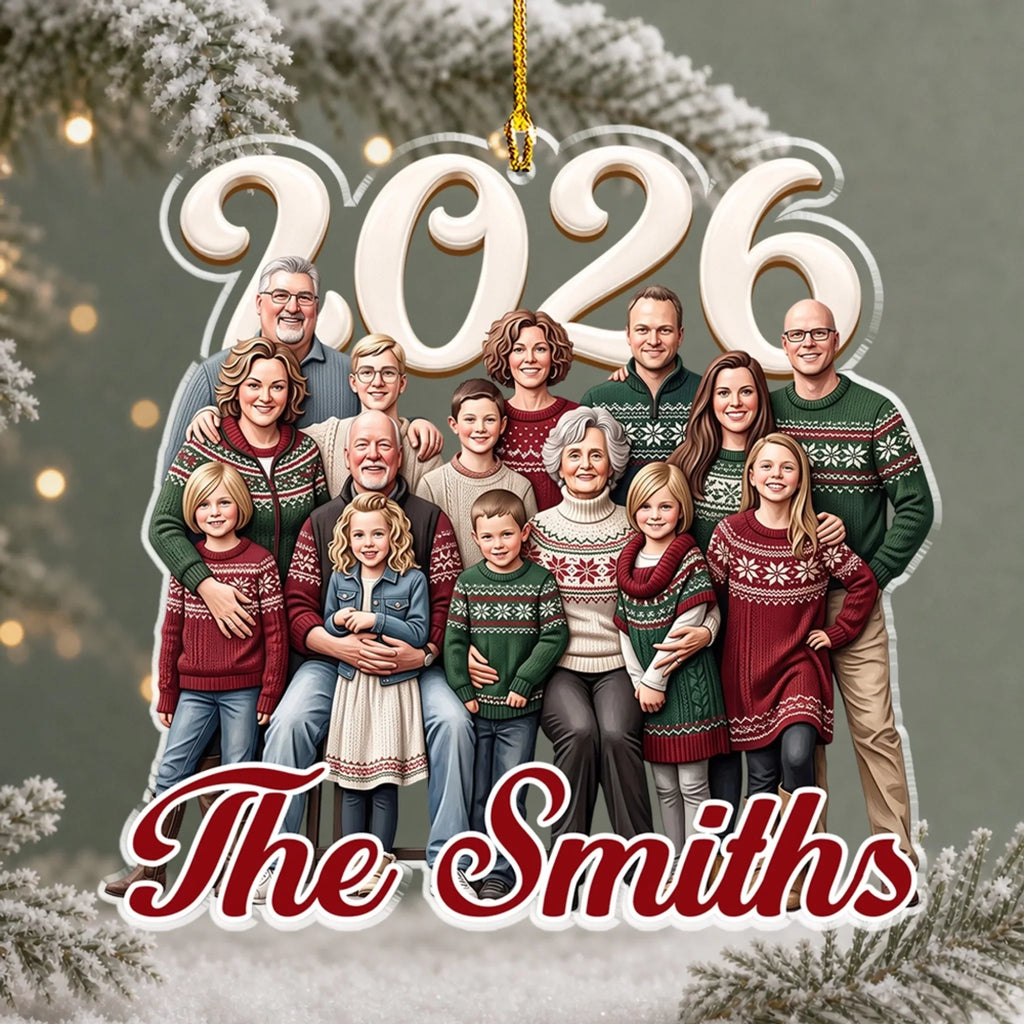 Custom Family Ornament, Christmas Gift for Family Members •  Christmas Starts With Family - Personalized Acrylic Ornament