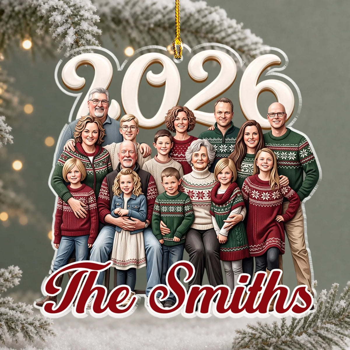 Custom Family Ornament, Christmas Gift for Family Members •  Christmas Starts With Family - Personalized Acrylic Ornament