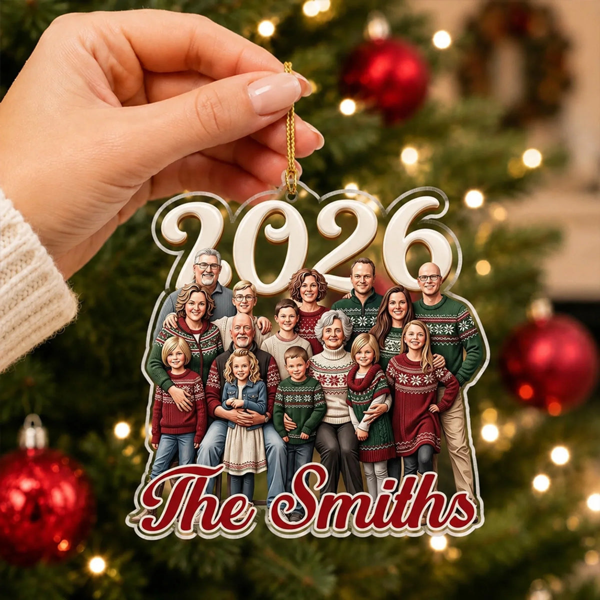 Custom Family Ornament, Christmas Gift for Family Members •  Christmas Starts With Family - Personalized Acrylic Ornament