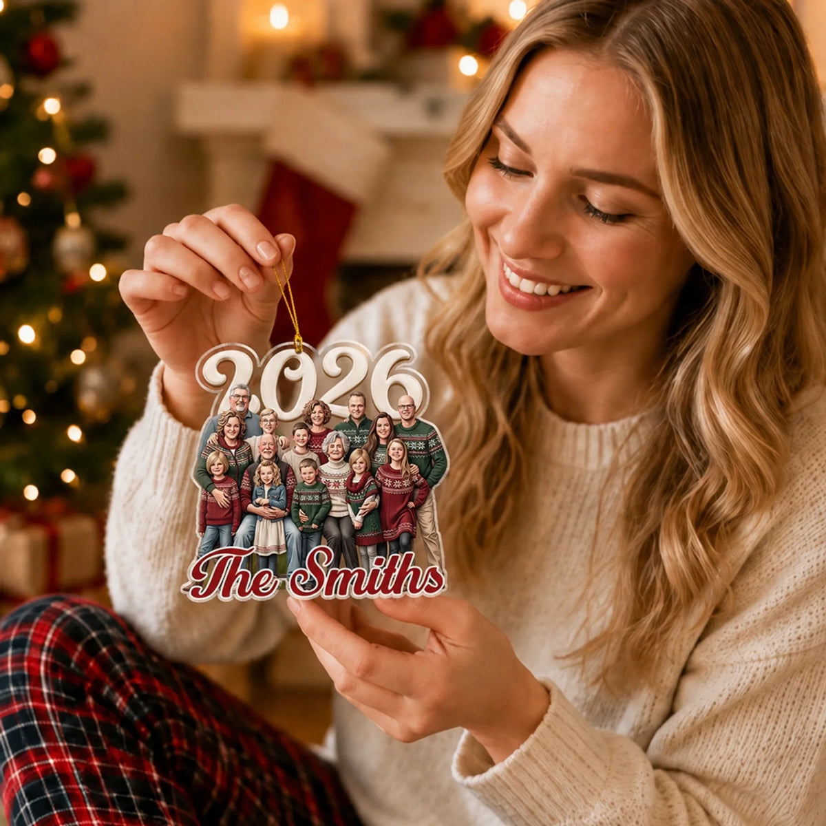Custom Family Ornament, Christmas Gift for Family Members •  Christmas Starts With Family - Personalized Acrylic Ornament