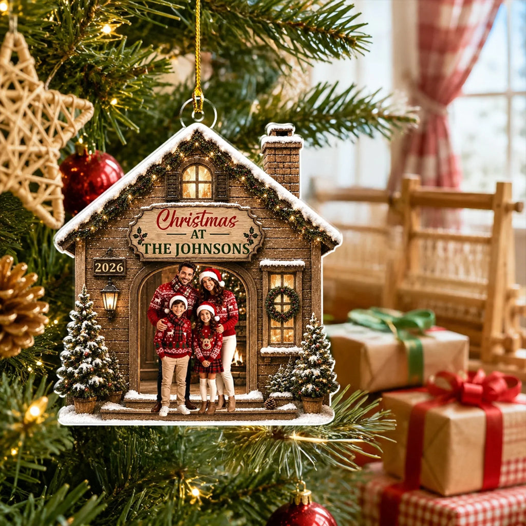 Custom Family Ornament, Christmas Gift for Family Members •  Merry At Home -  Personalized 3D Effect Acrylic Ornament