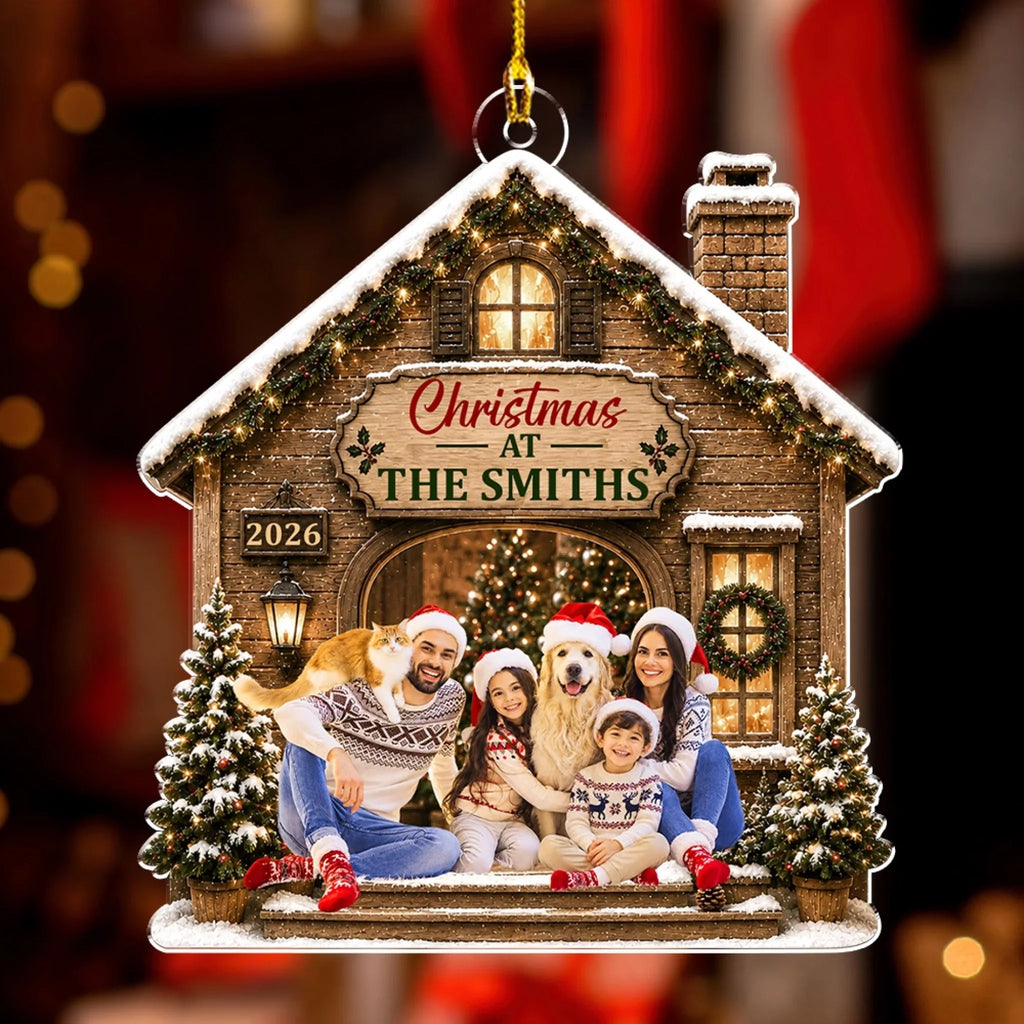 Custom Family Ornament, Christmas Gift for Family Members •  Merry At Home -  Personalized 3D Effect Acrylic Ornament