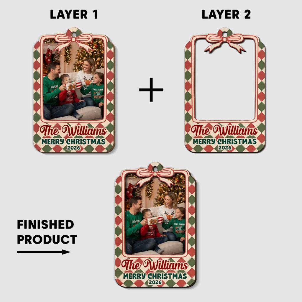 Custom Keepsake Christmas Ornament •  Together For Christmas - Personalized 2-Layered Wood Ornament
