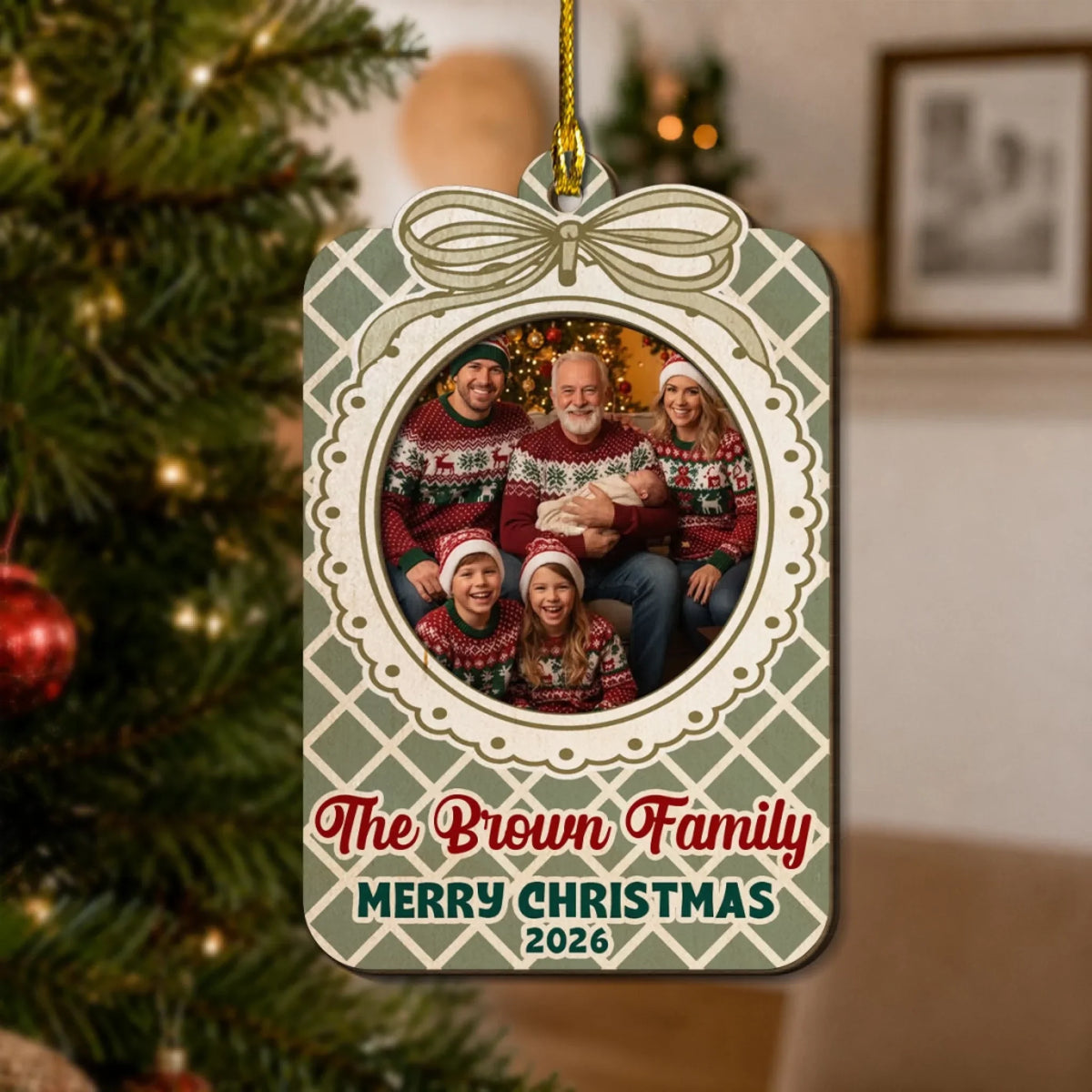 Custom Keepsake Christmas Ornament •  Together For Christmas - Personalized 2-Layered Wood Ornament
