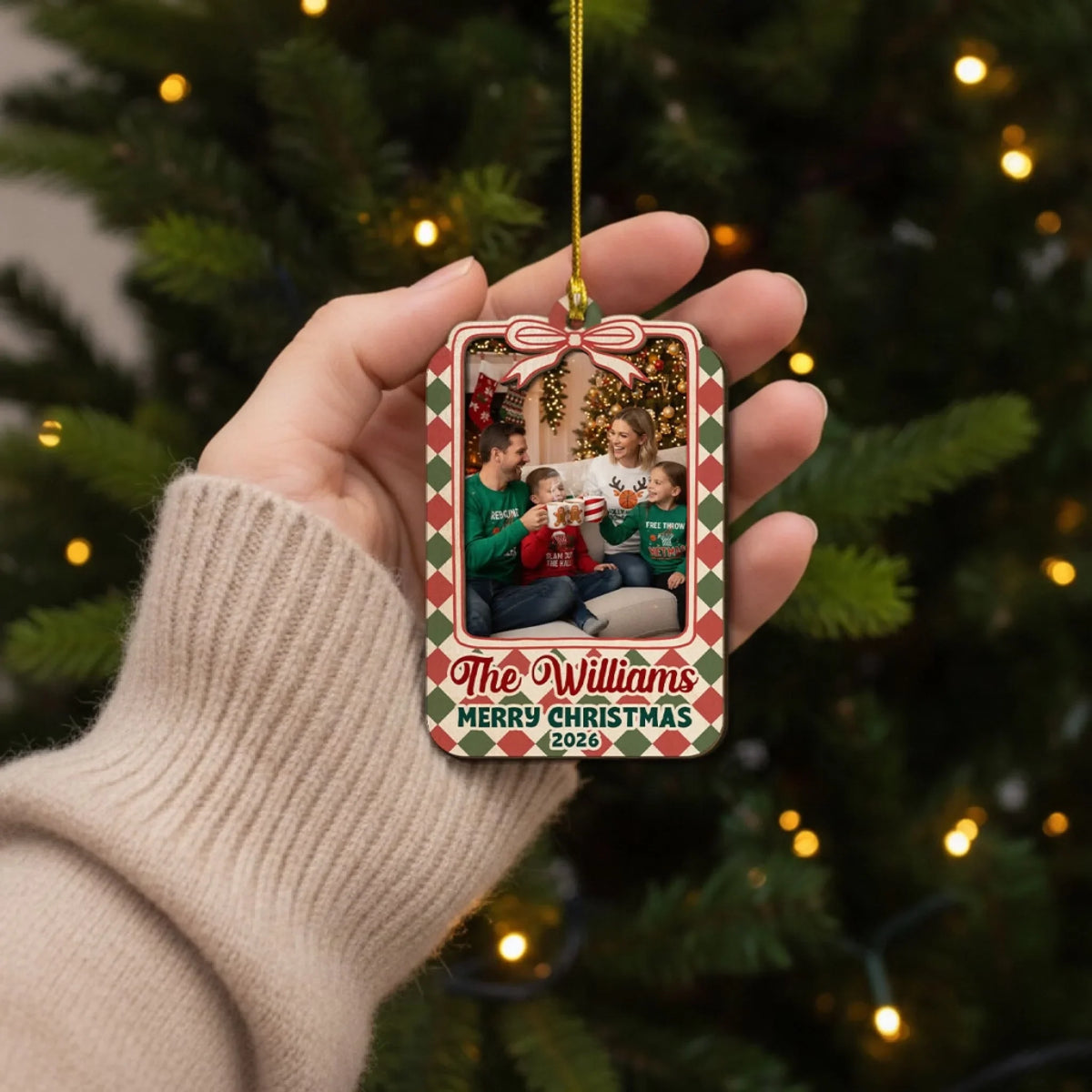 Custom Keepsake Christmas Ornament •  Together For Christmas - Personalized 2-Layered Wood Ornament