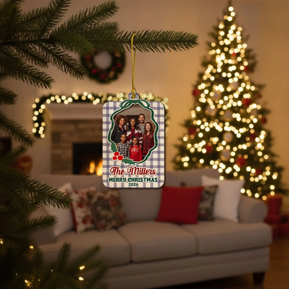 Custom Keepsake Christmas Ornament •  Together For Christmas - Personalized 2-Layered Wood Ornament