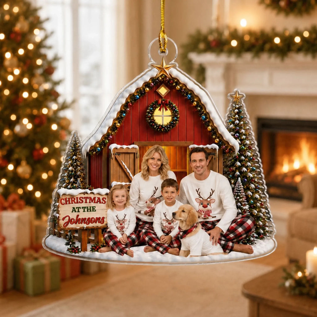 Custom Family Ornament, Christmas Gift for Family Members •  Merry Family Moments -  Personalized 3D Effect Acrylic Ornament