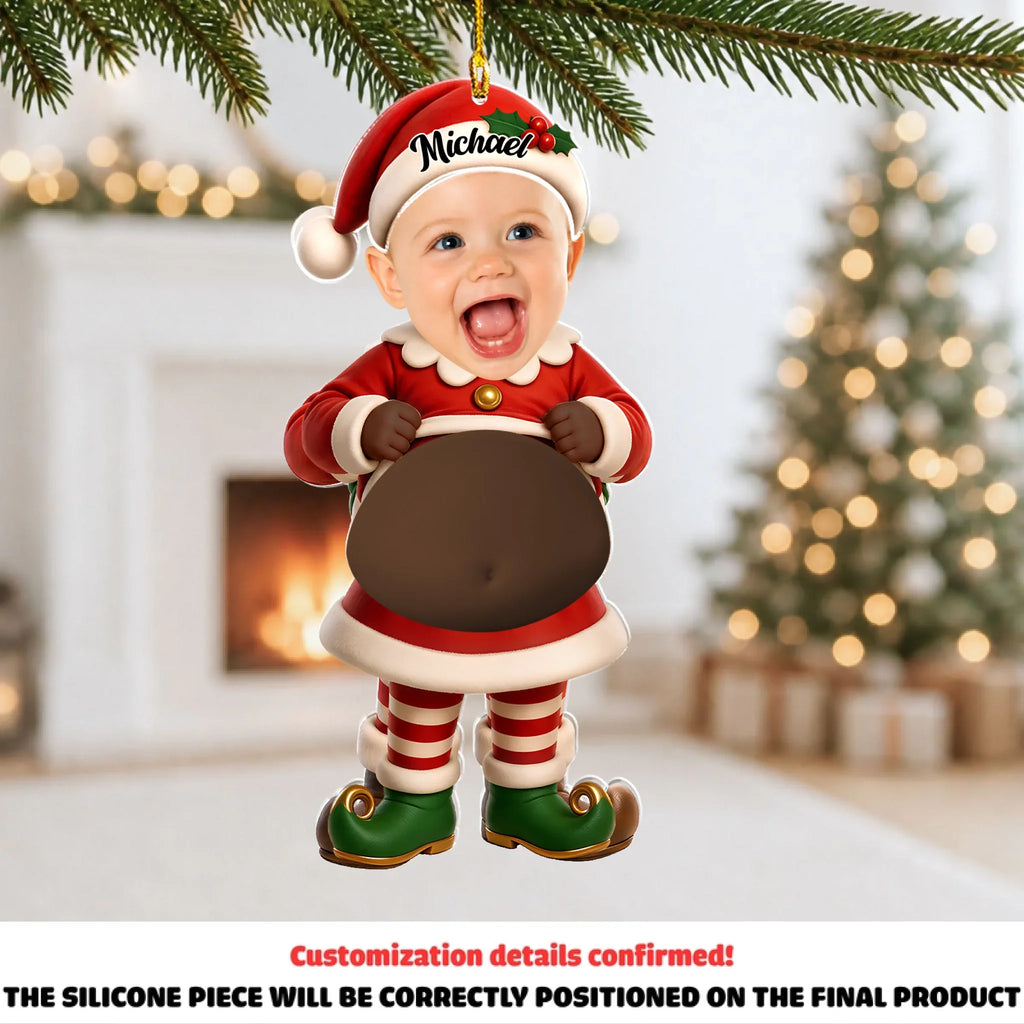 Custom Baby Christmas Ornament for New Parents •  Little Elves - Personalized Squishy Acrylic Ornament