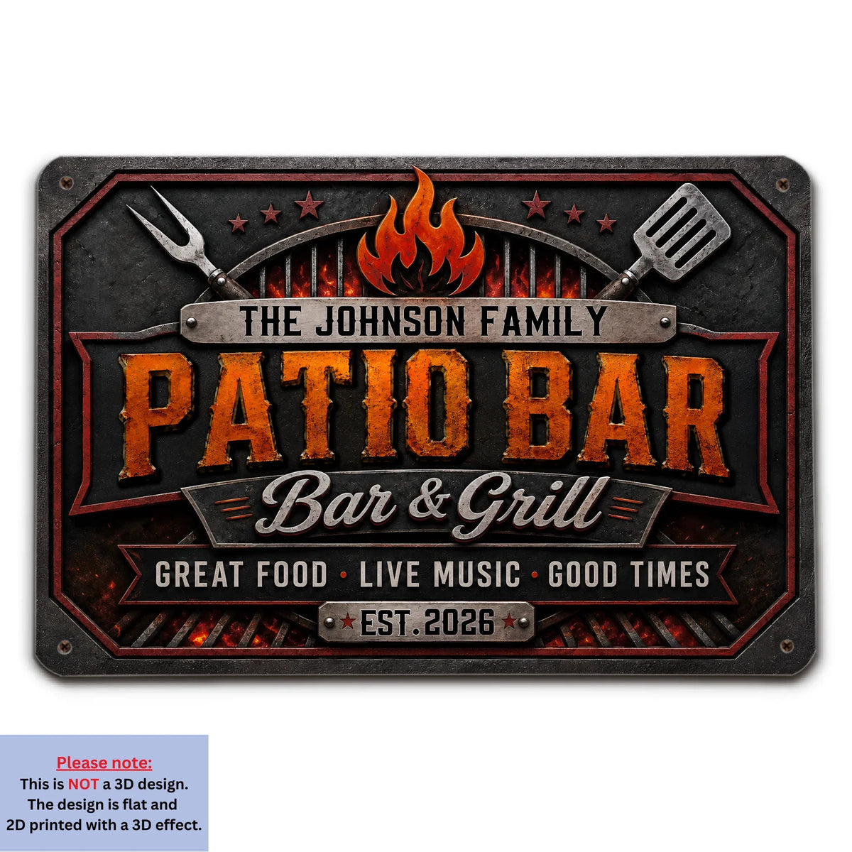 Custom Family Summer Backyard, Patio & Porch Decor • Bar And Grill - Personalized Metal Sign