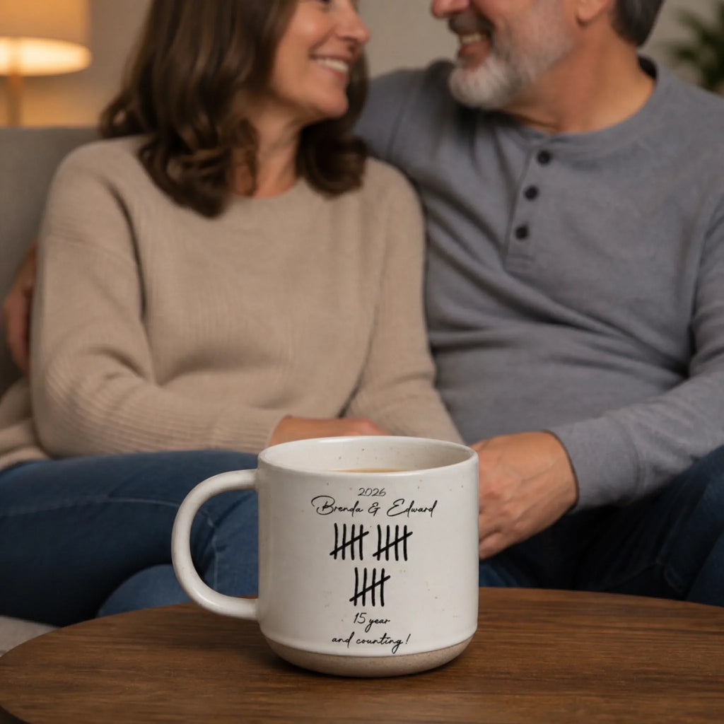 Custom Christmas & Birthday Keepsake Gift • Counting Our Love - Personalized Pottery Mug