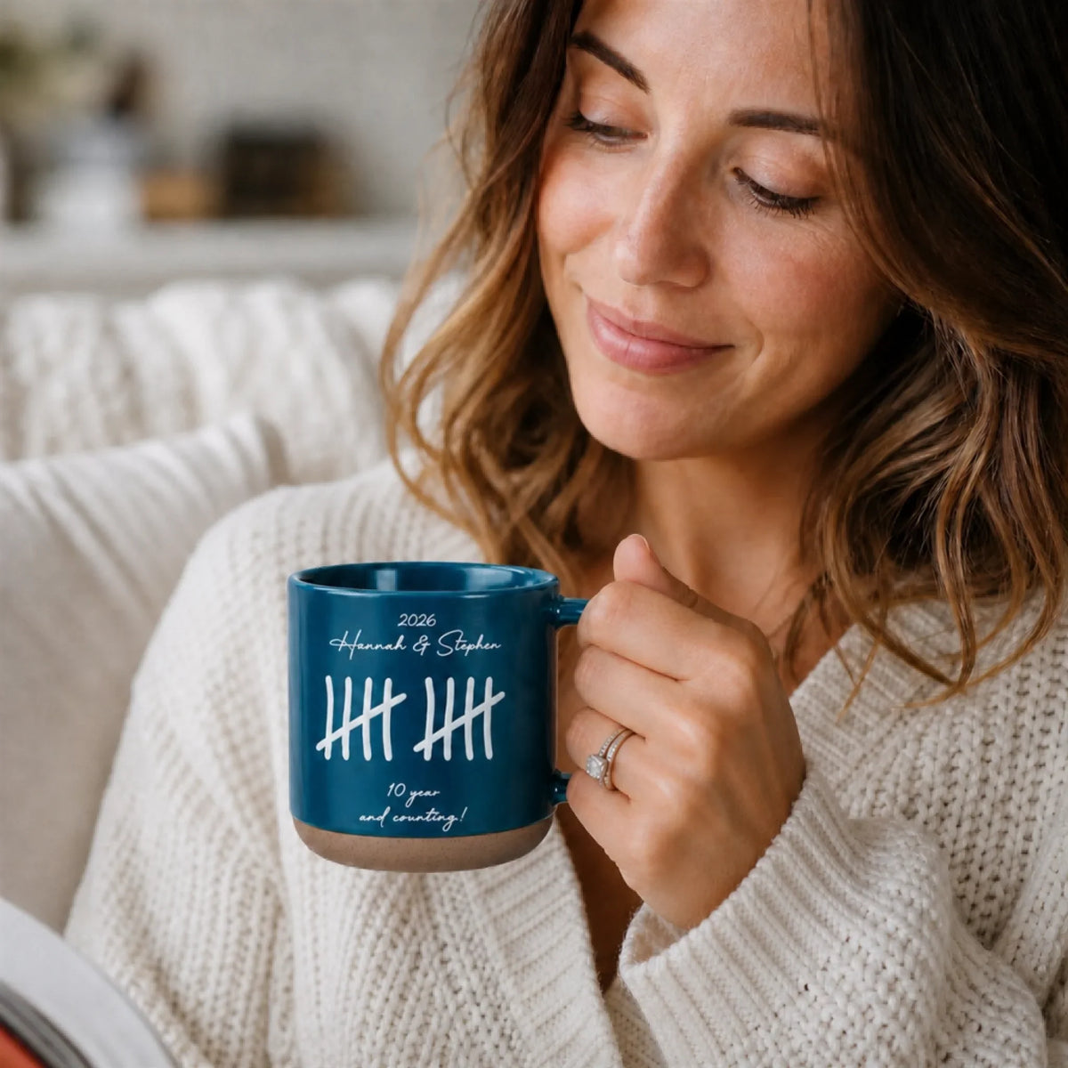 Custom Christmas & Birthday Keepsake Gift • Counting Our Love - Personalized Pottery Mug