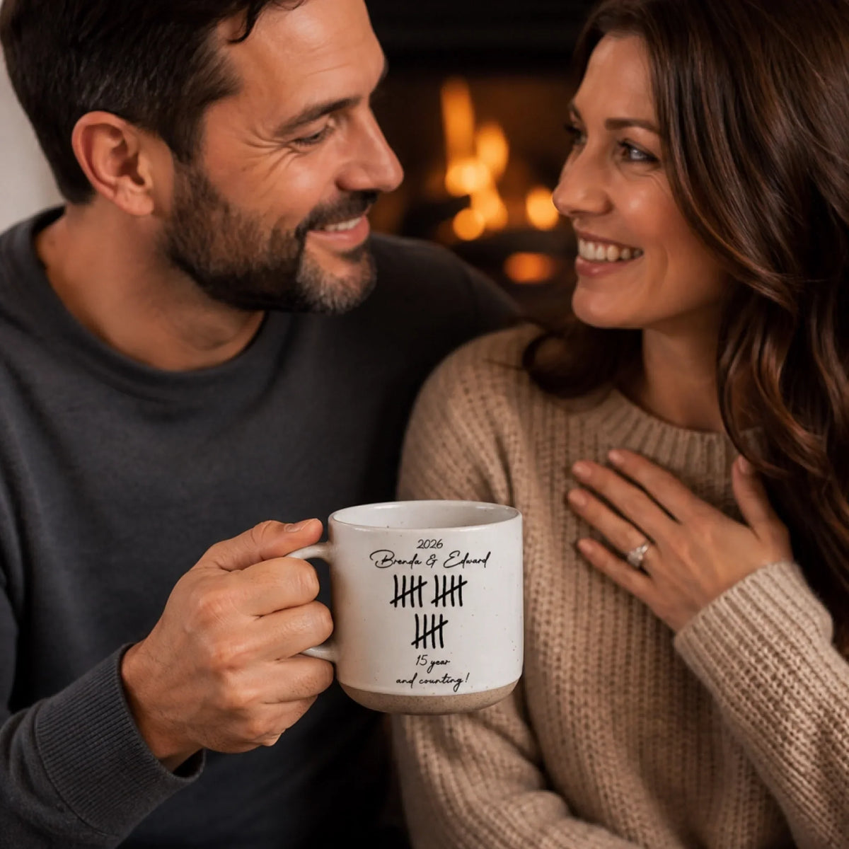 Custom Christmas & Birthday Keepsake Gift • Counting Our Love - Personalized Pottery Mug