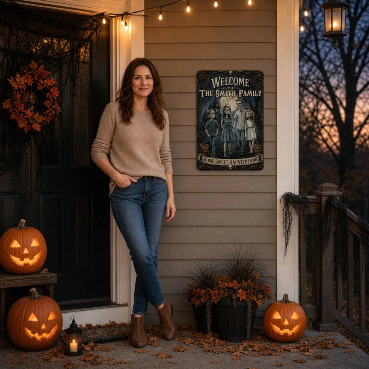 Home Sweet Haunted Home - Personalized Metal Sign