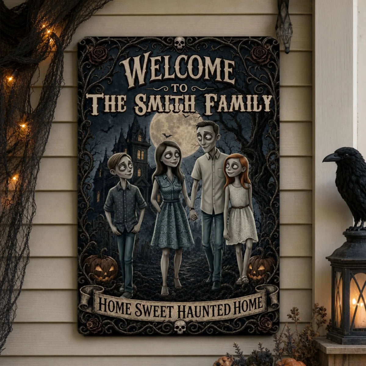 Home Sweet Haunted Home - Personalized Metal Sign