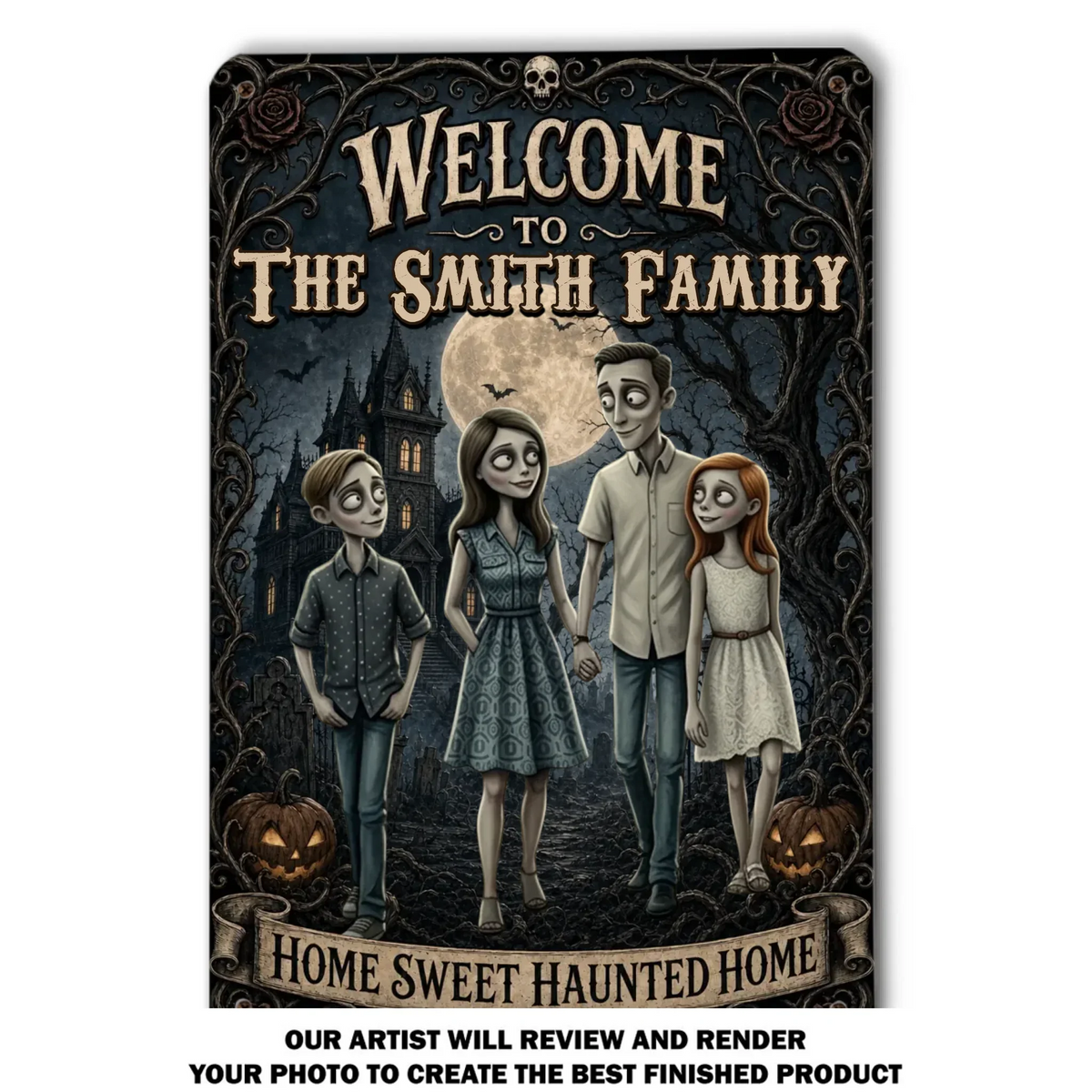 Home Sweet Haunted Home - Personalized Metal Sign