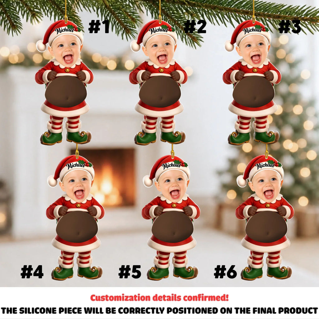 Custom Baby Christmas Ornament for New Parents •  Little Elves - Personalized Squishy Acrylic Ornament