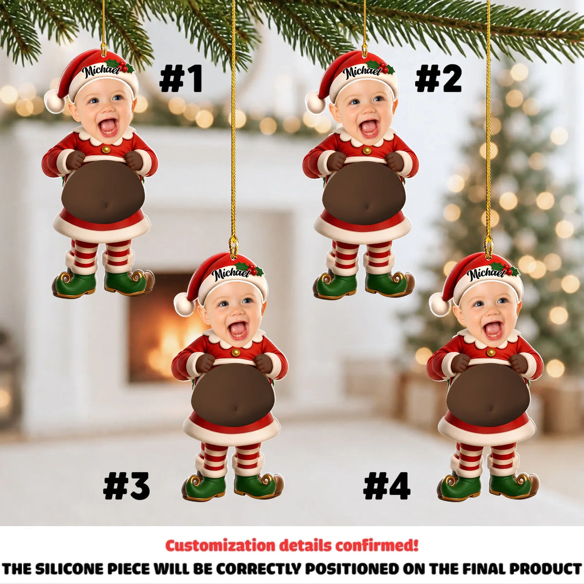 Custom Baby Christmas Ornament for New Parents •  Little Elves - Personalized Squishy Acrylic Ornament