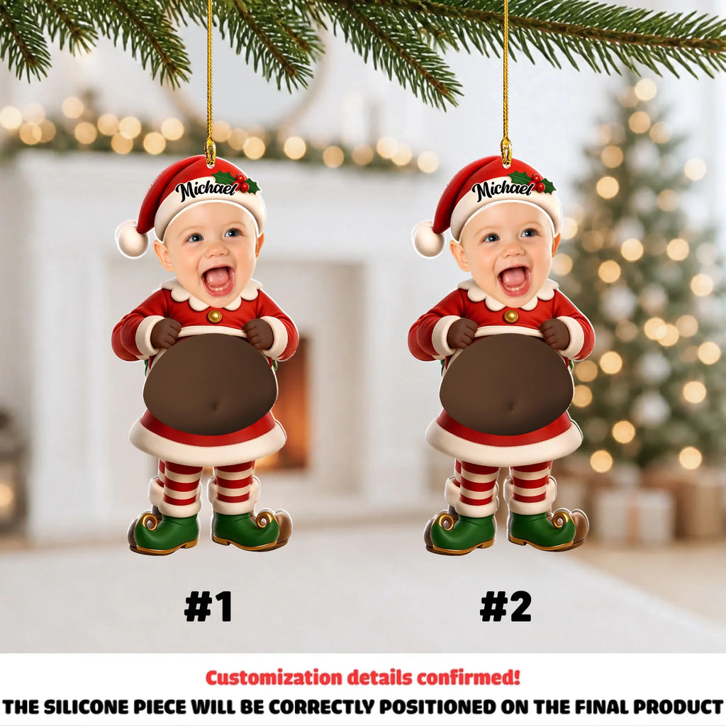 Custom Baby Christmas Ornament for New Parents •  Little Elves - Personalized Squishy Acrylic Ornament