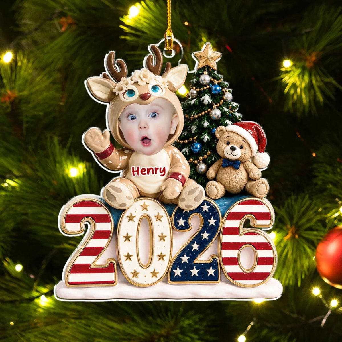 Custom Baby First Christmas Ornament for New Parents •  Cute Baby - Personalized Acrylic Ornament