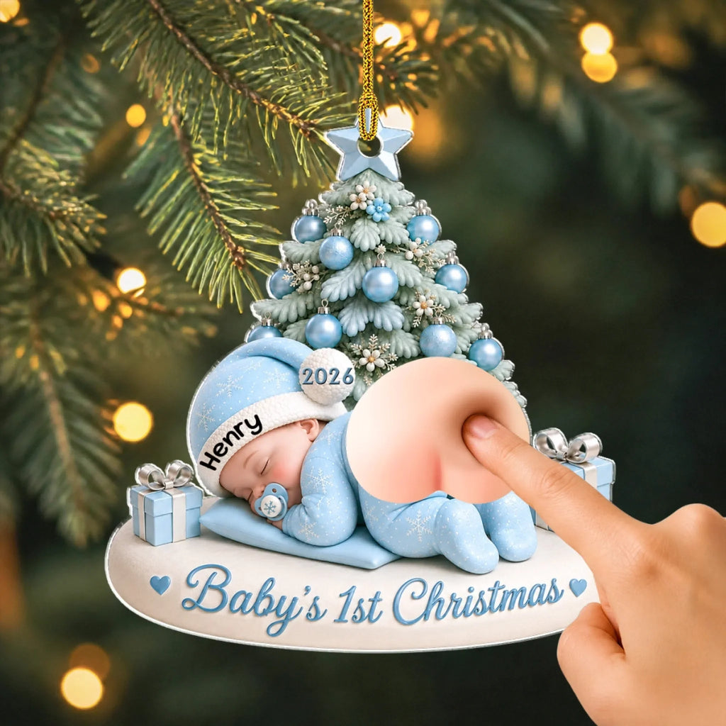 Custom Keepsake Christmas Ornament •  First Christmas Baby - Personalized Squishy Acrylic Ornament