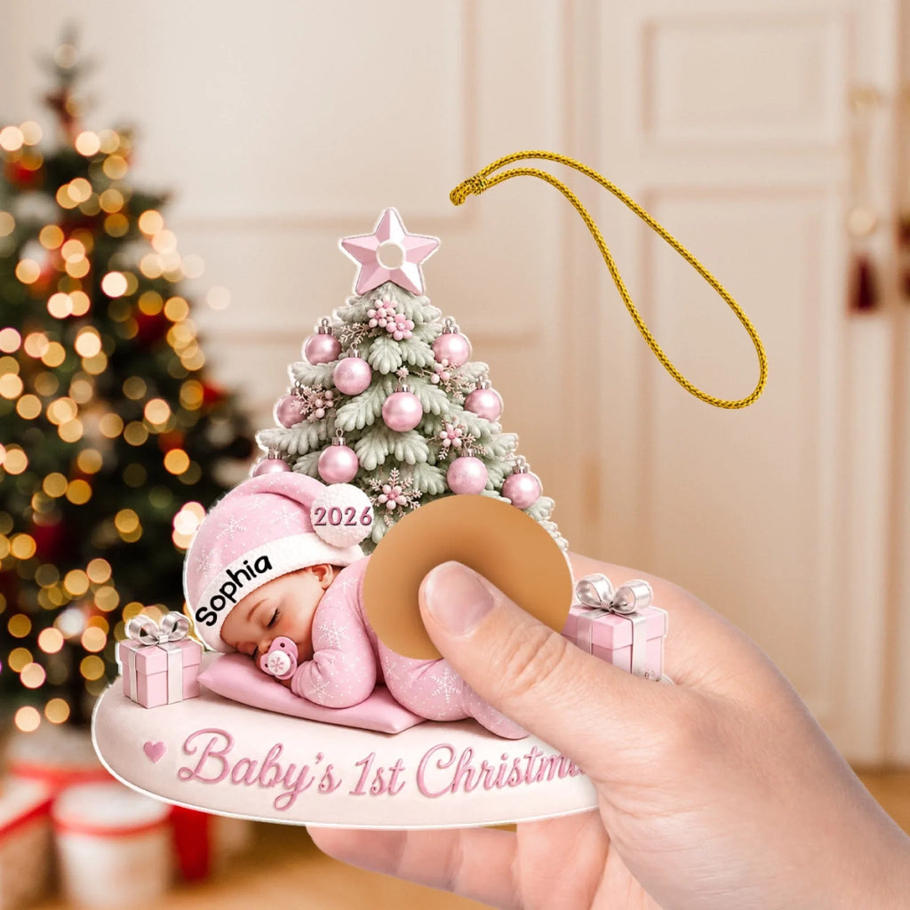Custom Keepsake Christmas Ornament •  First Christmas Baby - Personalized Squishy Acrylic Ornament