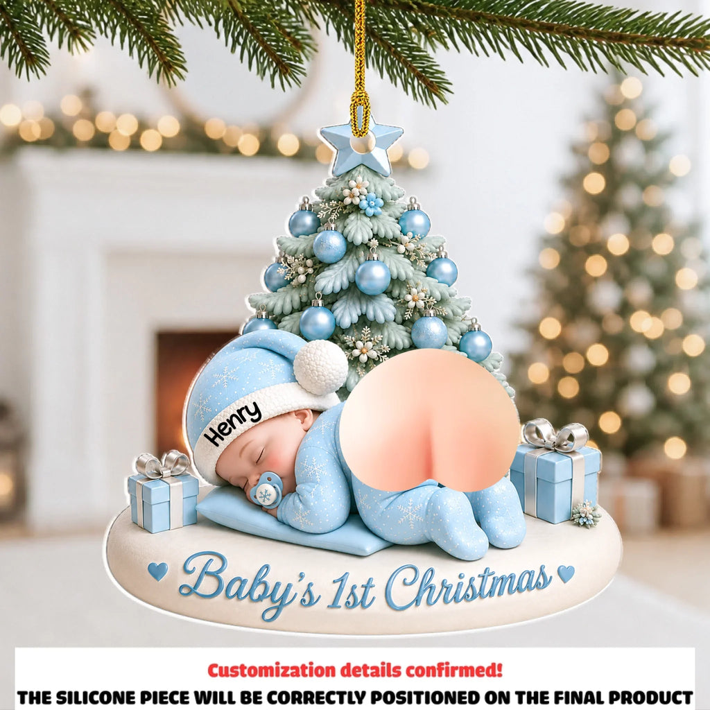Custom Keepsake Christmas Ornament •  First Christmas Baby - Personalized Squishy Acrylic Ornament