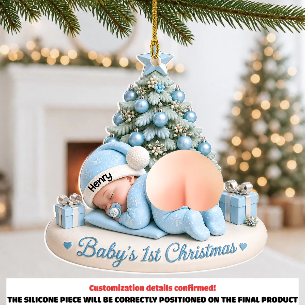 Custom Keepsake Christmas Ornament •  First Christmas Baby - Personalized Squishy Acrylic Ornament