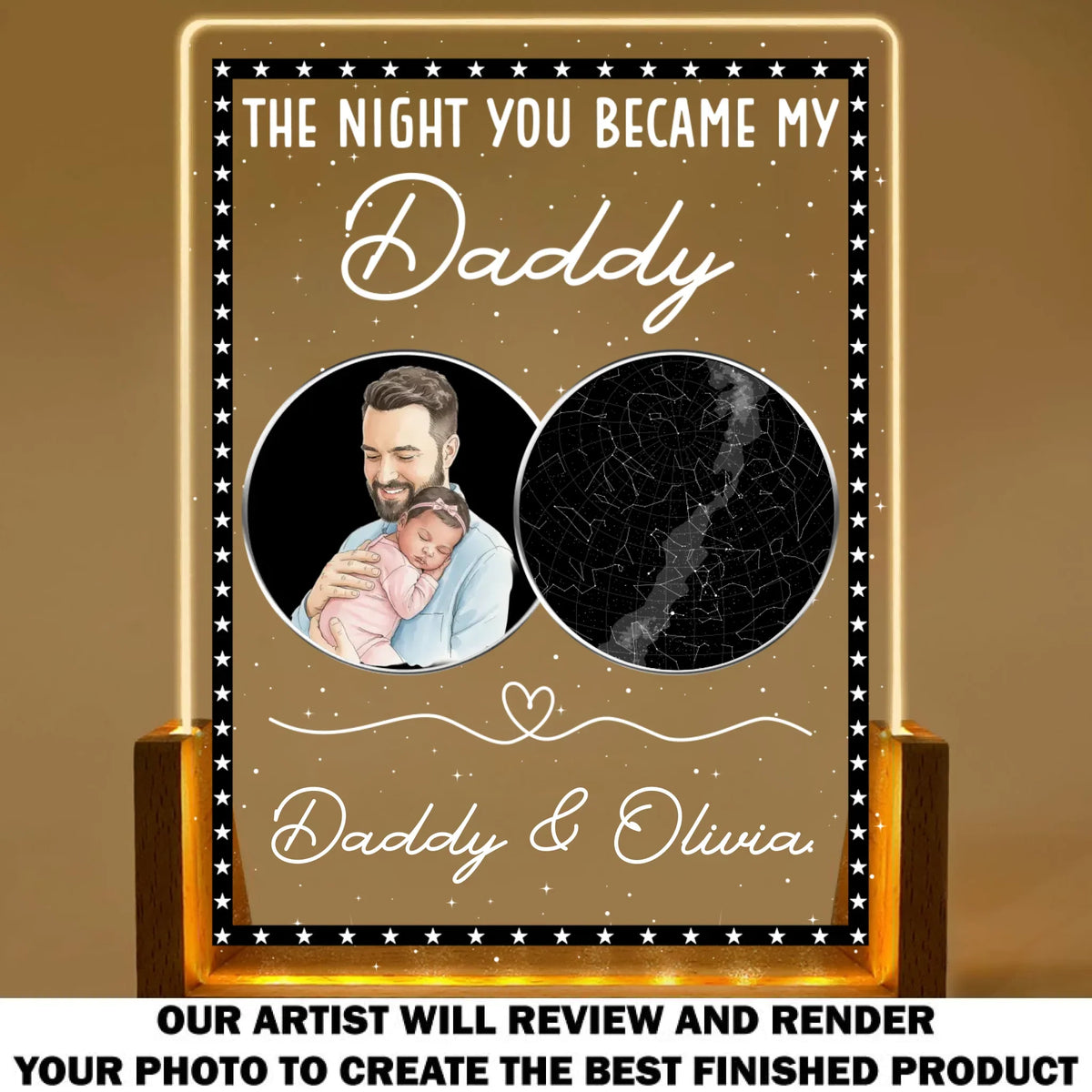 Custom Photo First Father's Day Gift for New Dads • The Moment You Became My Dad - Personalized Plaque With Walnut Base