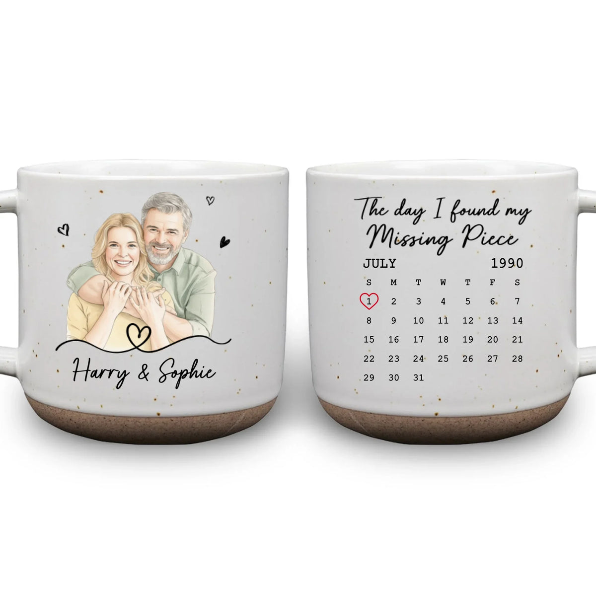 Custom Photo Anniversary Keepsake Gifts For Couple • The Day I Found My Missing Piece - Personalized Pottery Mug